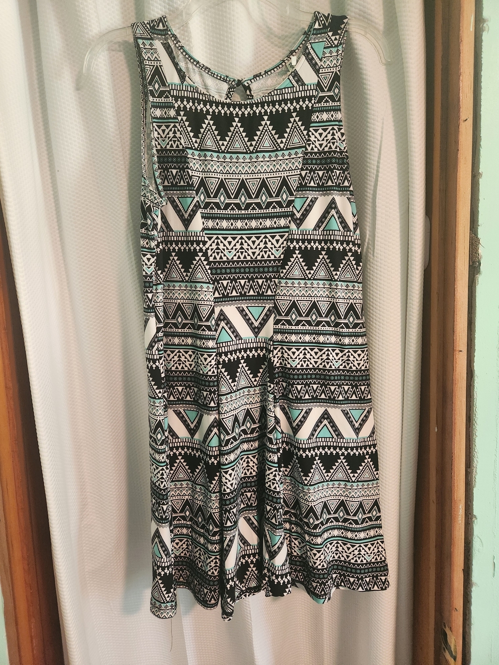 Mudd black, white, and teal skater dress
